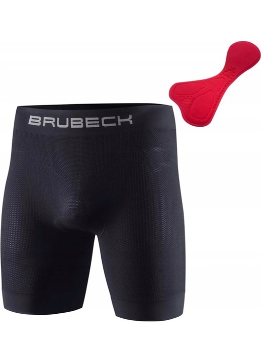 Boxeri barbati cu suport pentru ciclism, BRUBECK, Negru/Rosu, 2XL