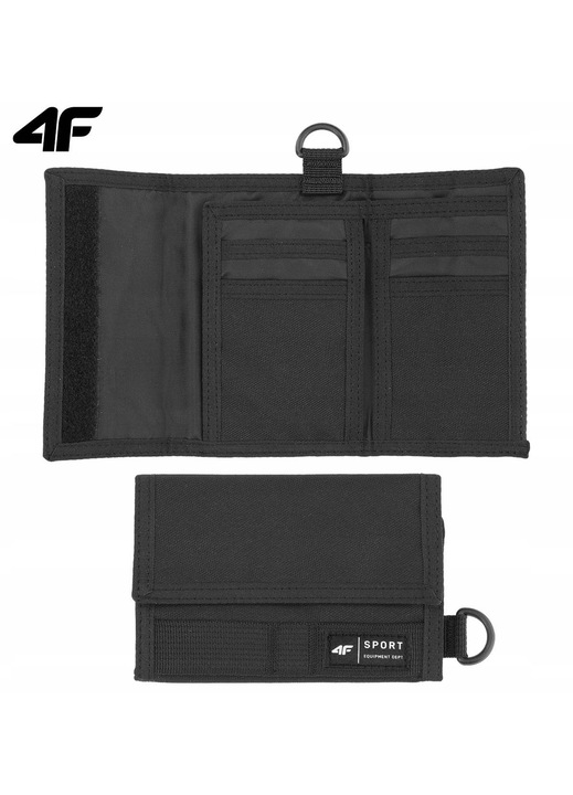 Портфейл 4F, велкро, 14,5 x 25,5 см, полиестер, черен