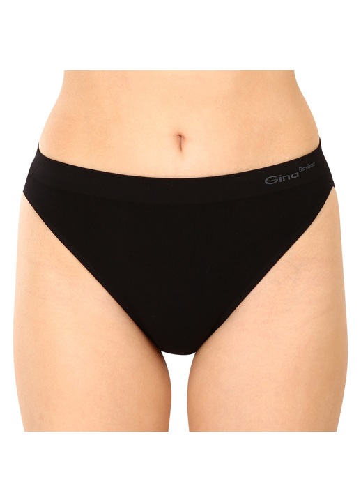 Chiloti dama fara cusaturi, Gina, Croiala clasica, Bambus, Negru, Negru