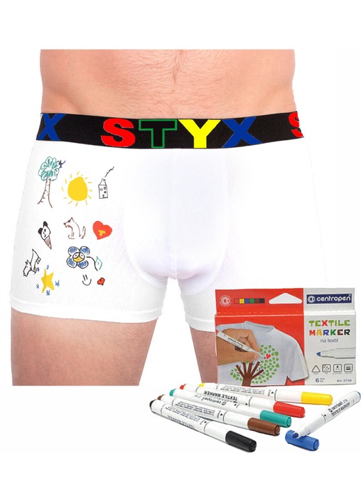 Boxeri barbati cu markere textile, Styx, Multicolor, XL