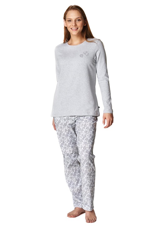 Pijamale dama din bumbac, Key, Gri, Gri, M