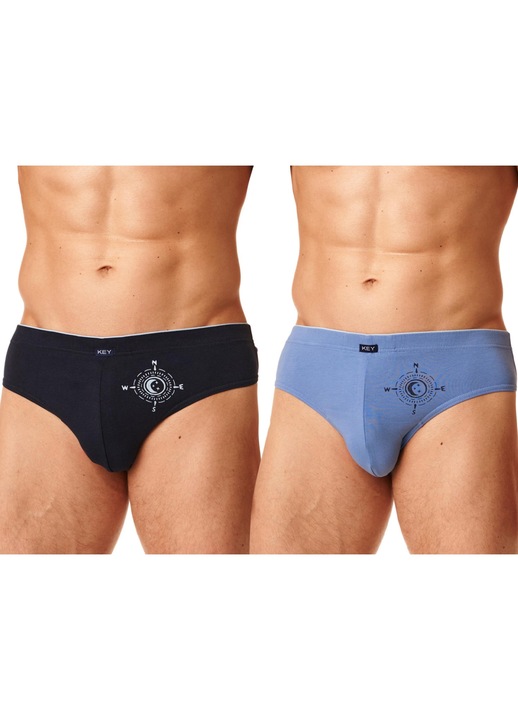 2 par ferfi fehernemu keszlet, KEY, Pamut, Kek/Fekete, Fekete/Kék