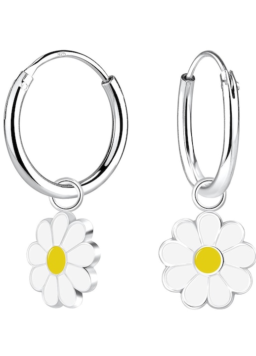 Cercei Flori Argintii Atarnate Cercuri Argintii