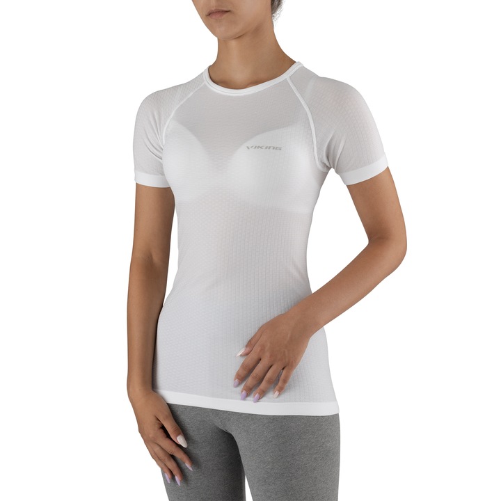 Tricou sport unisex, Viking, Poliester/Elastan, Alb, Alb