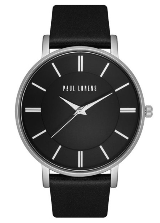 Ceas dama din metal, Paul Lorens, Piele naturala/Metal, Negru