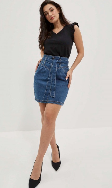 Fusta dama, Moodo, Denim, Albastru, XS INTL