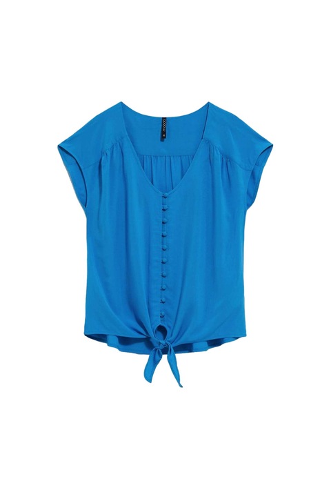 Bluza dama cu decolteu, Moodo, Viscoza, Albastru, XS