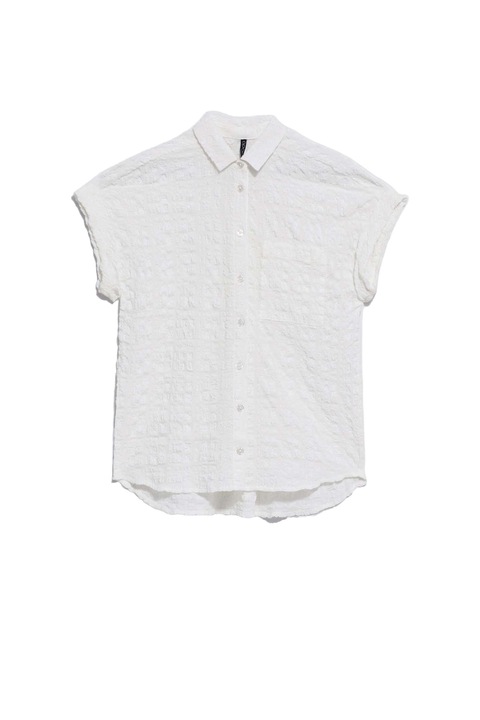 Női klasszikus rövid ujjú ing, Moodo, Poliészter/Poliamid, Fehér, Fehér, XS