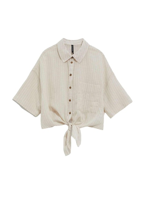 Női csíkos ing, Moodo, Pamut/Len, Bézs, Bézs