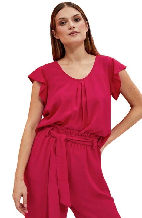 Bluza dama, Moodo, Model cu decolteu rotund, Viscoza, Rosu, XS