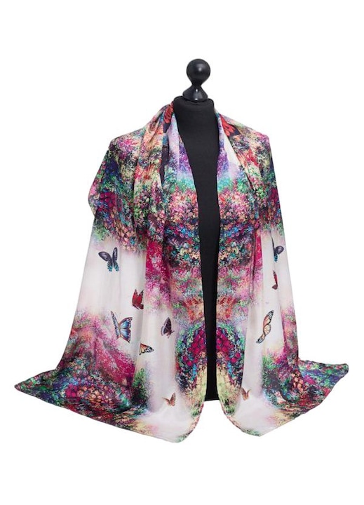 Копринен шал, Mulbery, 52x175 см, Многоцветен