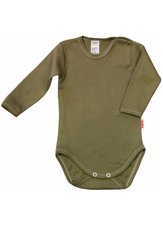 Body cu maneca lunga, KLEKLE, Bumbac, Kaki, Kaki