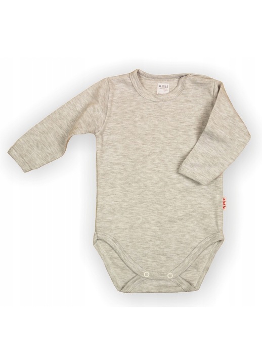 Body cu maneca lunga, KLEKLE, Bumbac, Gri melange, Gri