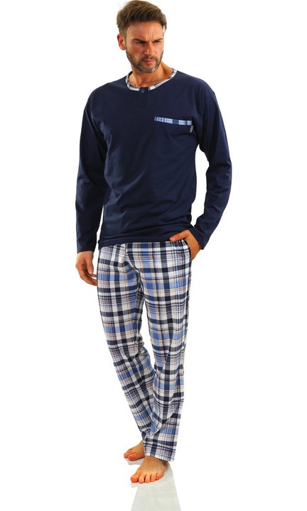 Férfi pizsama, Sesto Senso, pamut, többszínű, XL