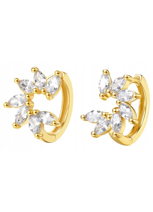 Cercei clasici dama, Cupru, Cu pietre, Auriu