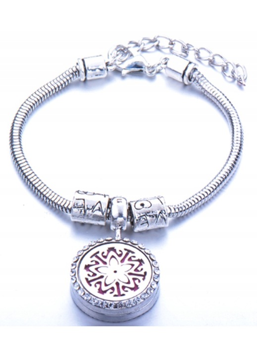 Bratara dama pentru aromaterapie, Otel, 24 cm, Argintiu