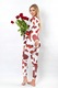 Pijama dama cu clapa la spate, Model inimi, Poliester, Multicolor
