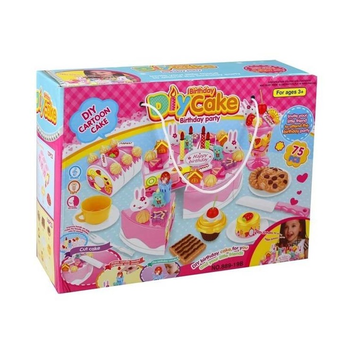 Set deserturi pentru copii, Import LeanToys, Plastic, 75 piese, 3 ani+, Multicolor