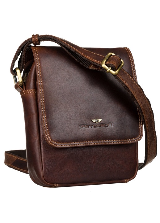 Férfi táska, Peterson, Natúr bőr, 21x17 cm, Barna