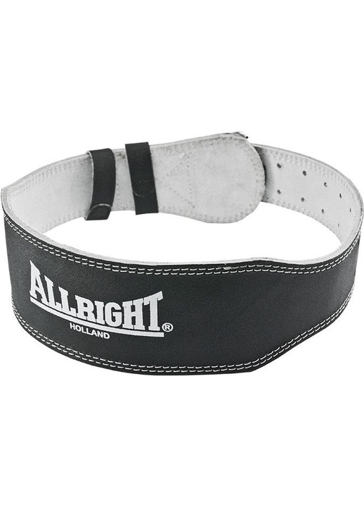 Testépítő öv, Allright, 10 x 116 cm, Valódi bőr, Fekete, L