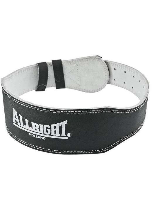 Testépítő öv, Allright, Valódi bőr, 10 x 101 cm, Fekete, S