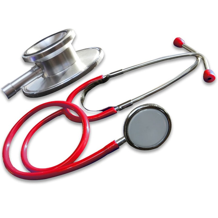 Stetoscop medical, Ratujesz, BK3002, Aluminiu/PVC, Rosu/Argintiu