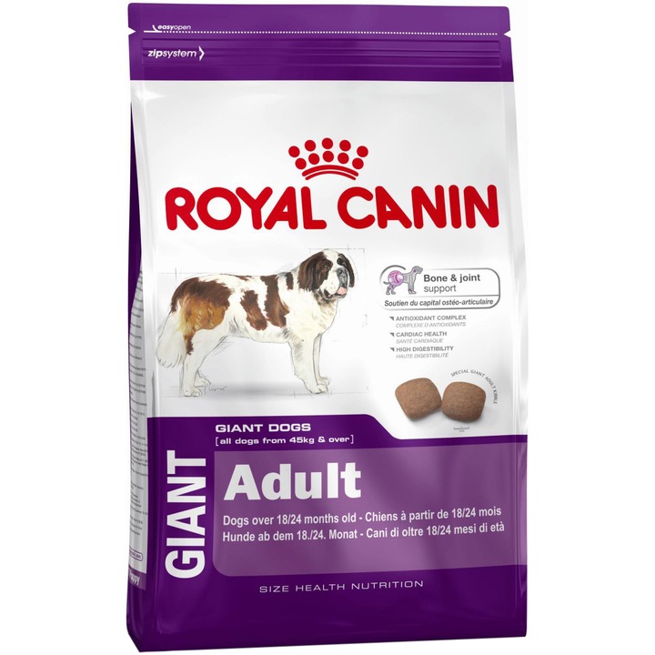 Hrana pentru Caini Royal Canin Giant Adult, 15kg + 3kg Gratis