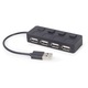 USB 2.0 4-port hub with switches, Black