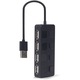 USB 2.0 4-port hub with switches, Black