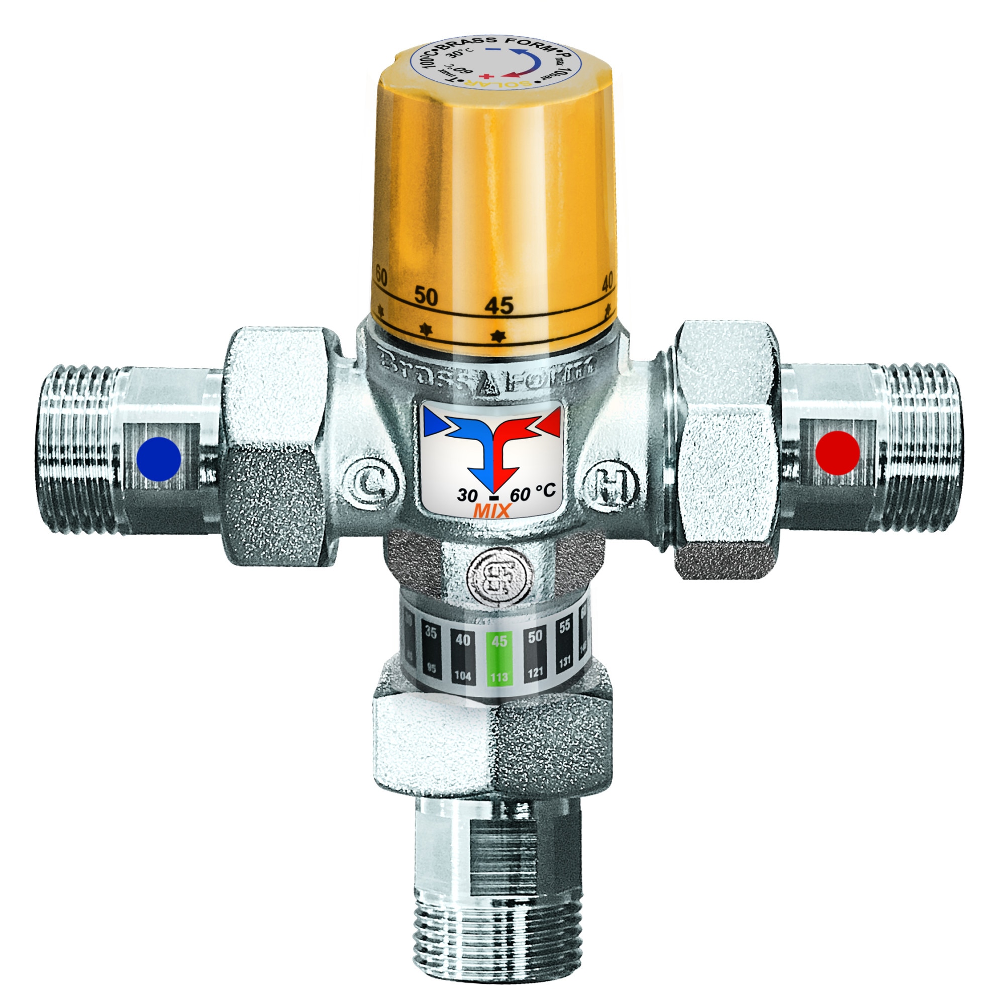 Vana termostatica reglabila cu 3 cai pentru sisteme solare 3/4" (30-60