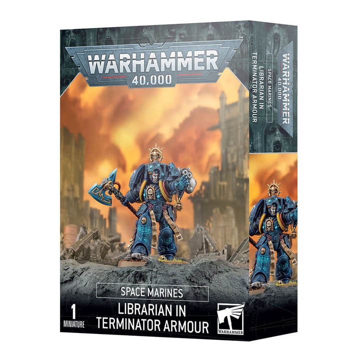 Warhammer 40000 Game Expansion Librarian In Terminator Armor Space Marines Games Workshop 14 Piece Grey