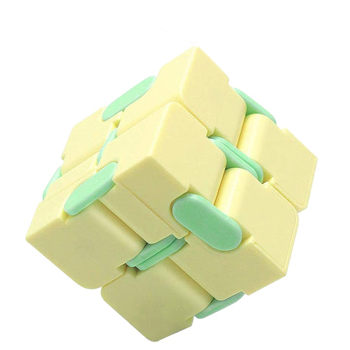 Антистрес куб, Infinity Magic Cube, Fidget Toy, Tzachebot®, жълт, 4x4x4 cm