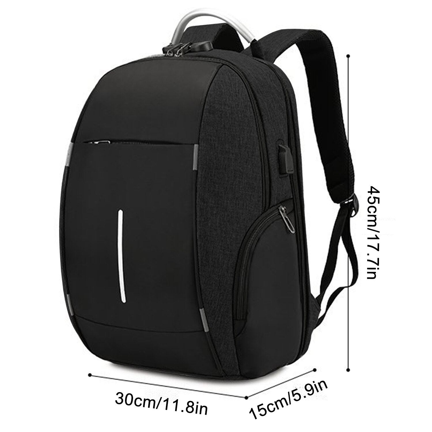 Rucsac multifunctional, SDLOGAL, Port USB, Buzunar antifurt, Impermeabil, Fasie anti -lumina, laptop 15.6’’ multifunctional, pentru calatorii, business, 30 x 15 x 45cm, Negru