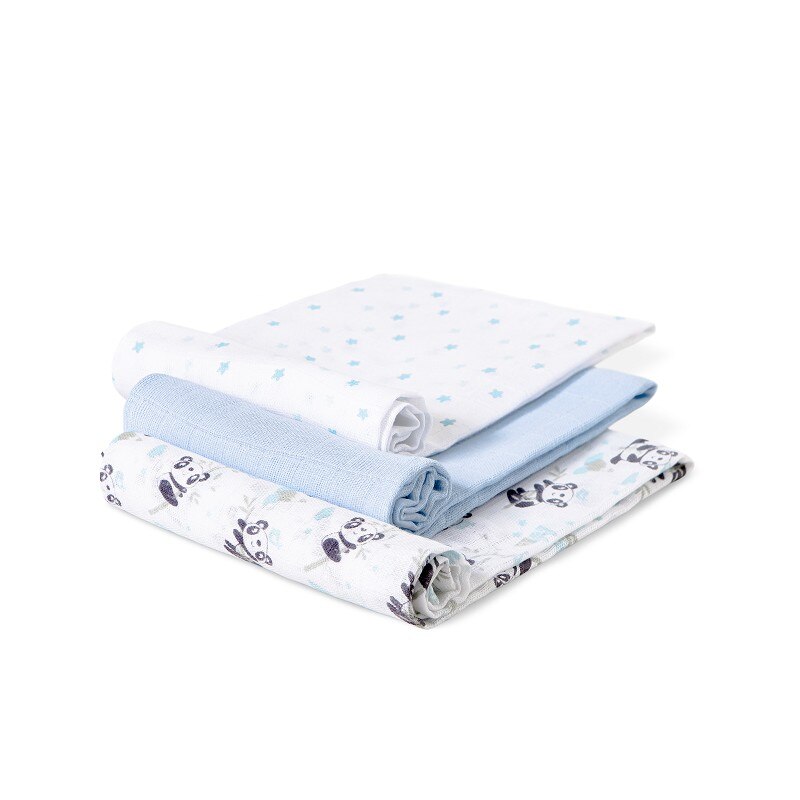 Interbaby - 98980 Confezione 3 Mussoline In Chiffon Per Neonati 80x80 Cm, Cotone 100%, Colori Assortiti - 3