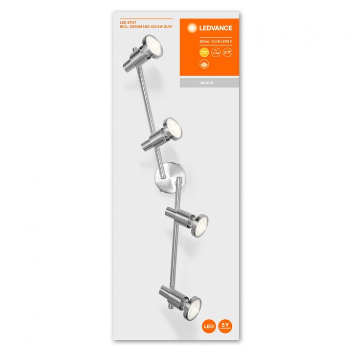 Négyszeres LED spotlámpa Ledvance, 4xGU10, 4×2,6W, 920 lm, meleg fény