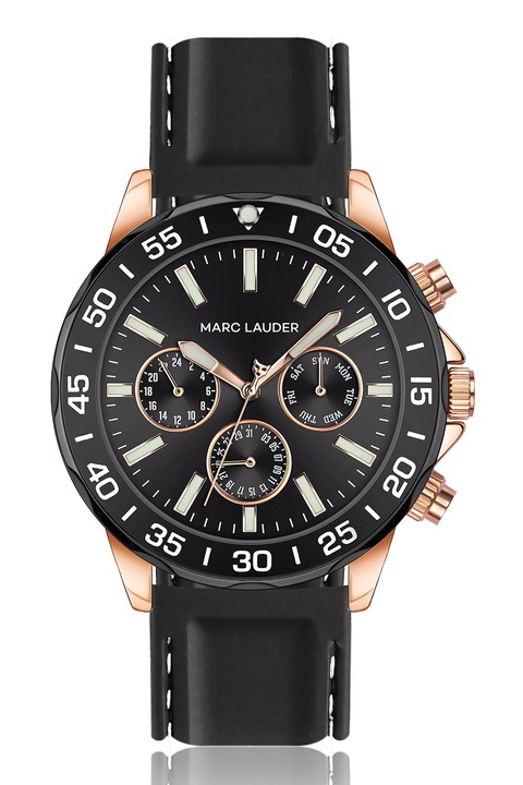 Marc Lauder, Мултифункционален часовник със силиконова каишка, Черен