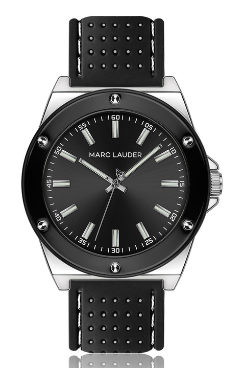 Marc Lauder, Часовник с кварц и силиконова каишка, Черен