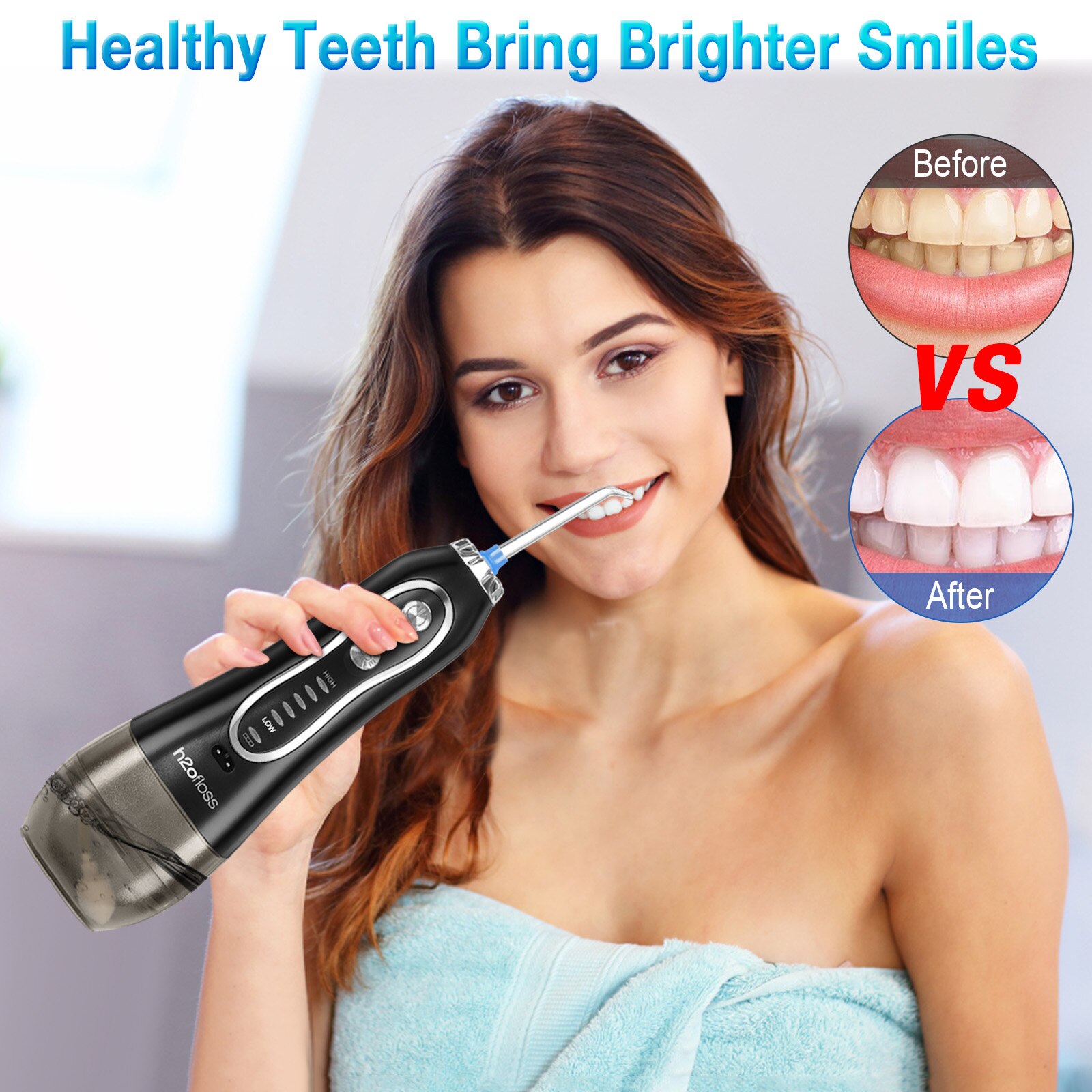 Преносим професионален иригатор за устна кухина за душ H20floss® HF-6 ...