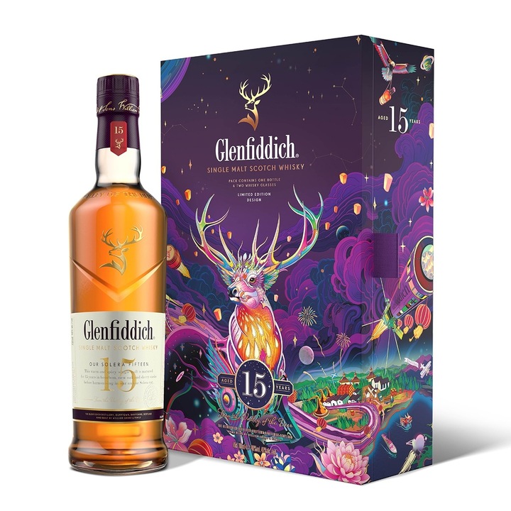 Whisky Glenfiddich 40% 15 Y.O 0.7L + 2 pahare