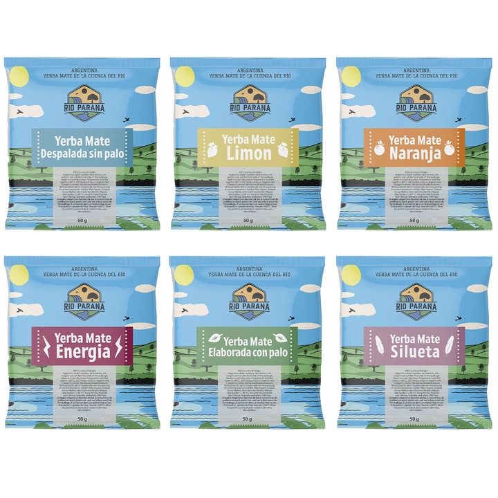 Yerba Mate Tea, Készlet Rio Parana, minták 6 x 50g