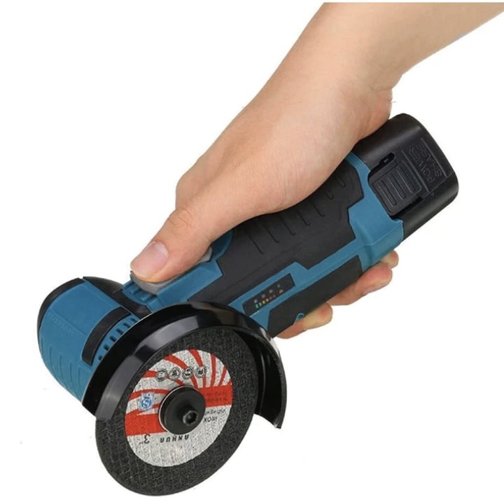 Преносим мини ъглошлайф, 12 V, Безчетков мотор, Батерия, Диск 76 мм