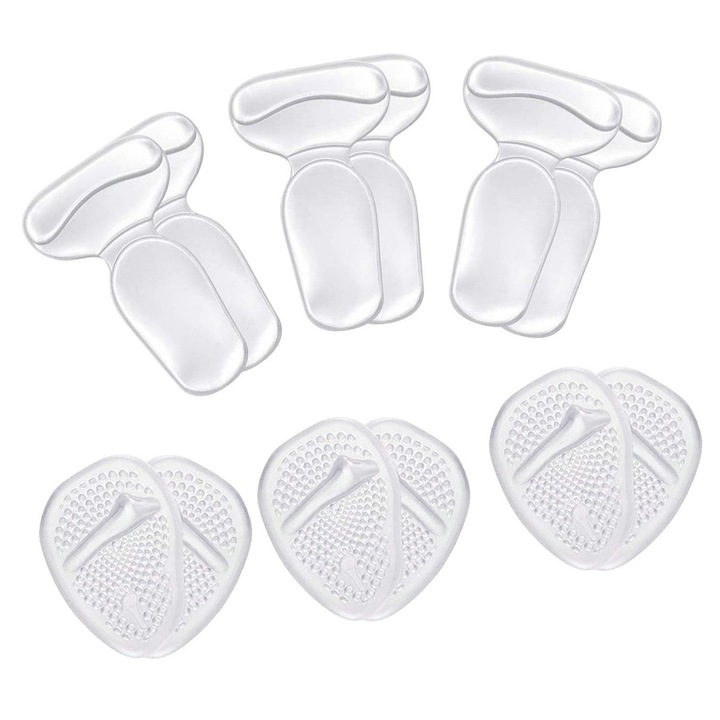 Set Branturi din silicon si tampoane metatarsiene pentru calcai, Ronyes® marime universala, Transparent