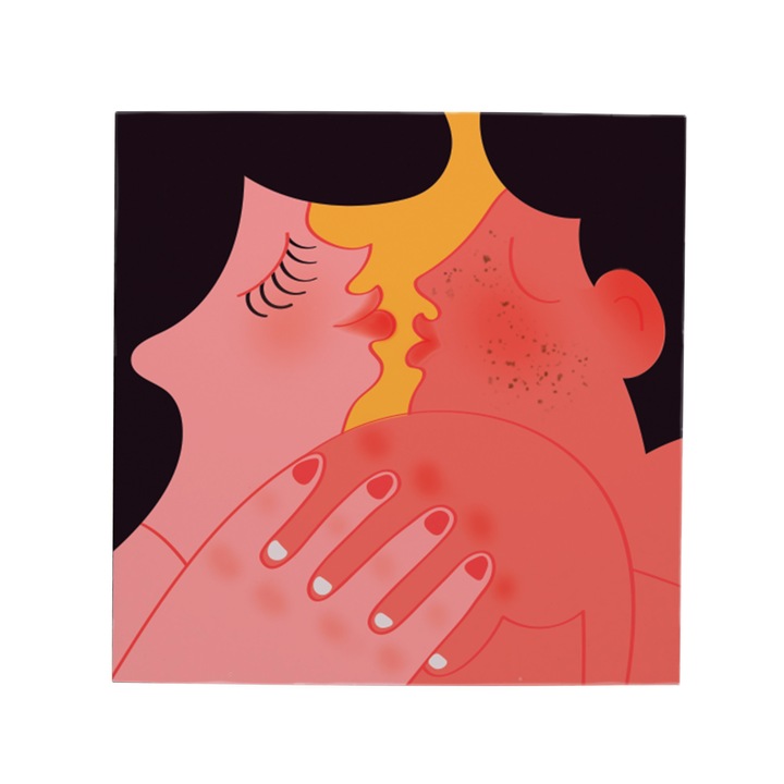 Felicitare Minicard Retro Kiss 8 x 8cm