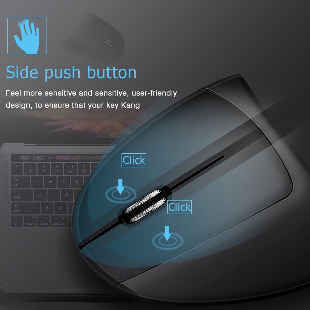 Mouse Abs Mouse vertical, ABS, Wireless, 2.4 GHz, DPI ajustabil, Negru - eMAG.ro