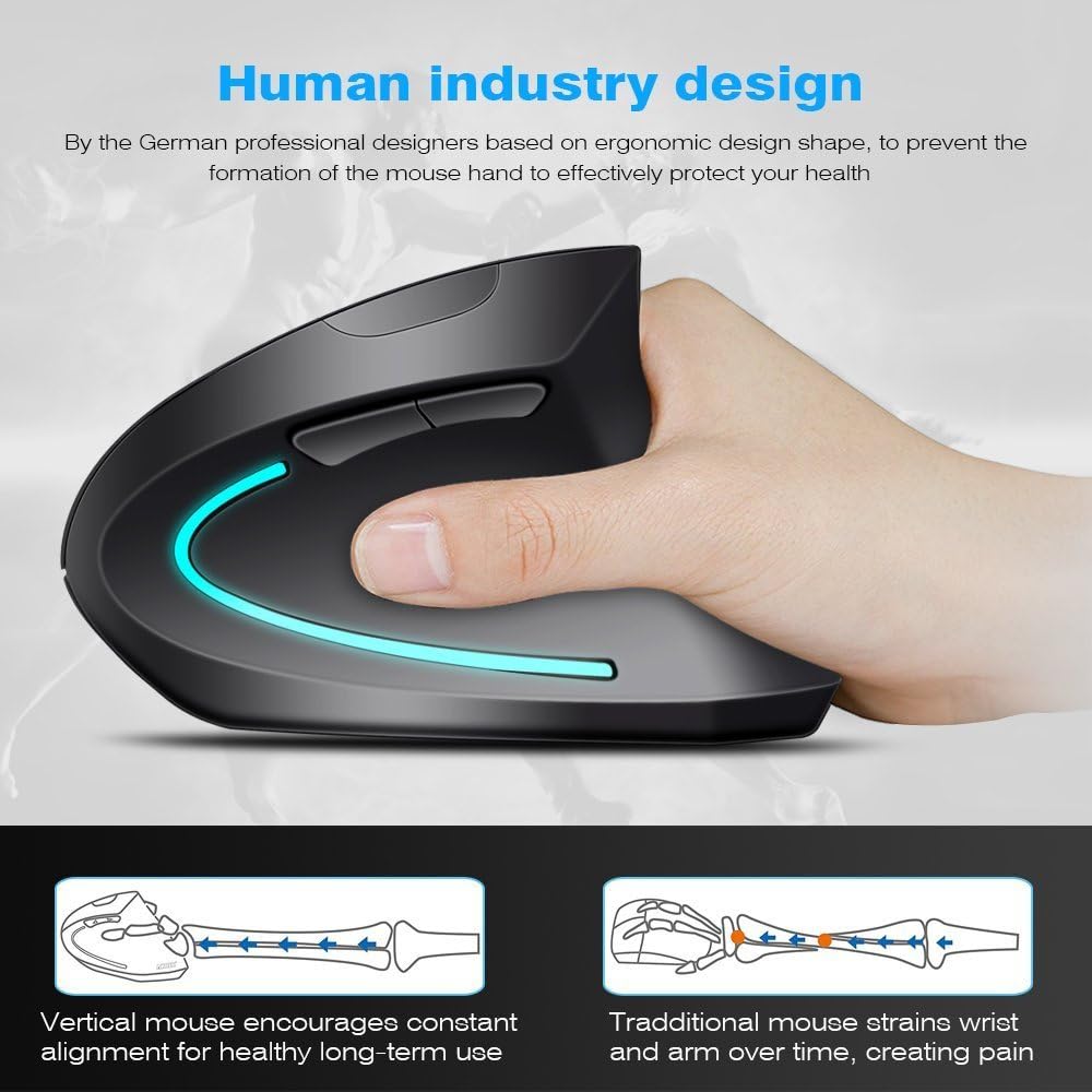 Mouse Abs Mouse vertical, ABS, Wireless, 2.4 GHz, DPI ajustabil, Negru - eMAG.ro