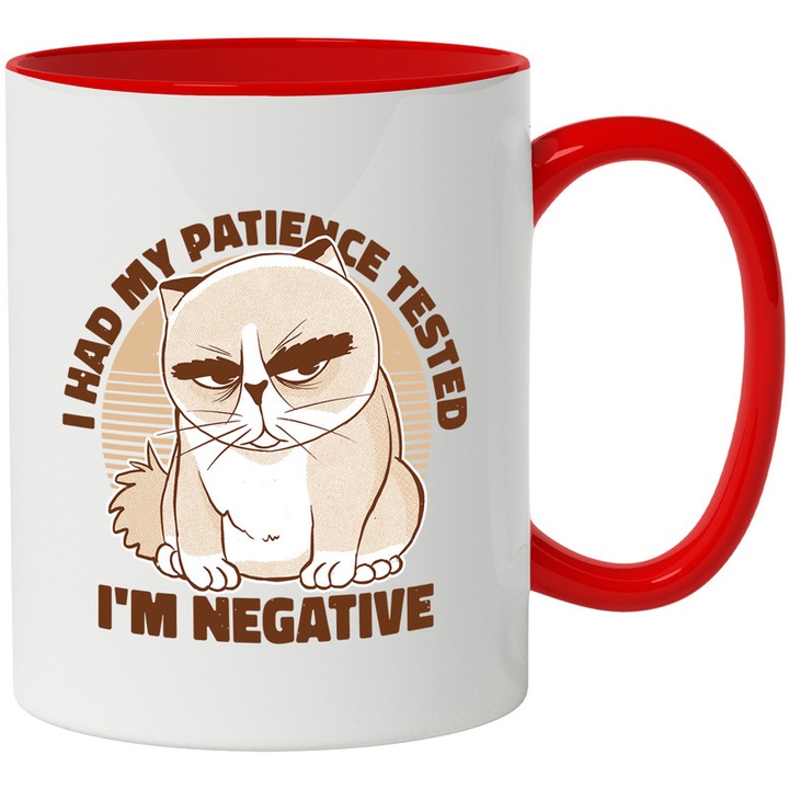 Cana Pisica Test de Rabdare, Ceramica, 330 ml, Rosu