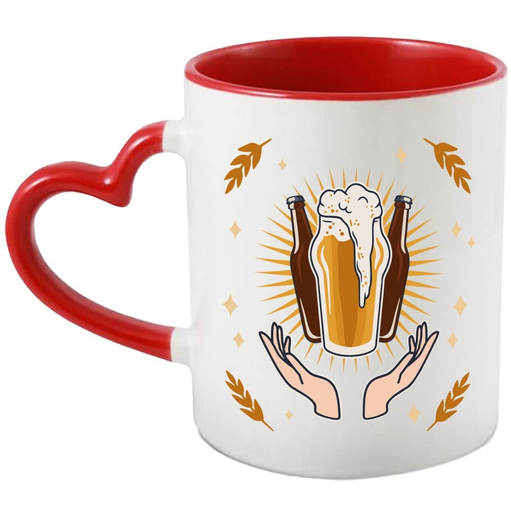 Cana Berea E Sfanta, Ceramica, 330 ml, Inima Rosie