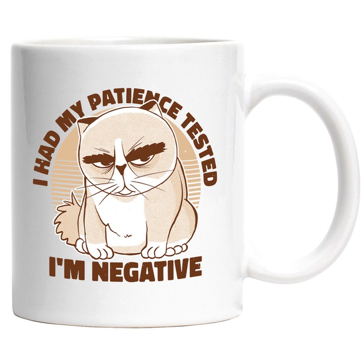 Cana Pisica Test de Rabdare, Ceramica, 330 ml, Alb