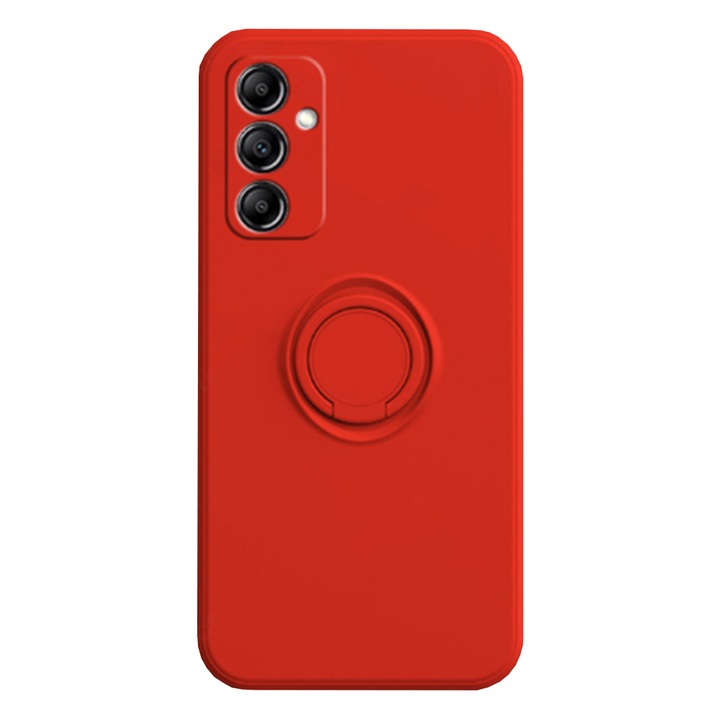 Калъф за телефон с пръстен, съвместим със Samsung Galaxy A54, интериор с кожа Alcantara, въртящ се държач за пръстен с автоматичен магнит, червен