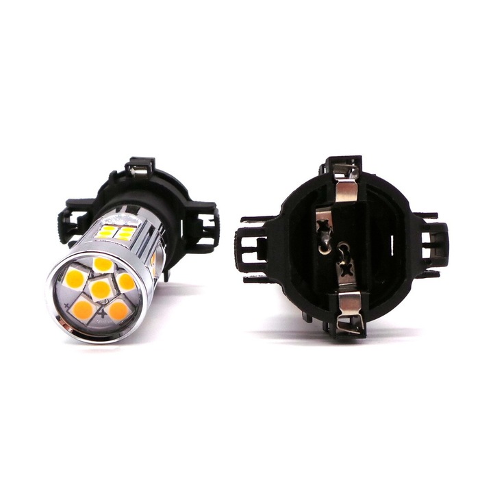 Set 2 becuri auto motoLEDy, LED PY24W 12V CANBUS puternic portocaliu CANBUS